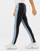 Asos Design Super Skinny Jeans In Vintage Light Wash With Contrast Pu Back-blue