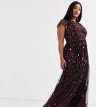 Asos Design Curve Pretty Embroidered Floral And Sequin Mesh Maxi Dress