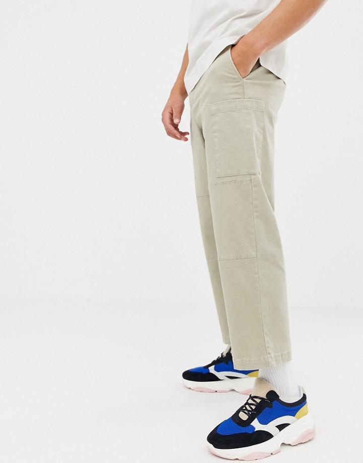 Asos White Cargo Pants In Beige Heavyweight Twill - White