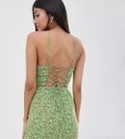 Fashion Union Tall Mini Dress With High Halter Neck In Ditsy Floral - Green
