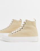 Asos Design Lace Up Sneaker In Stone-neutral