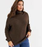 Vero Moda Curve Chunky Roll Neck Sweater In Dark Brown