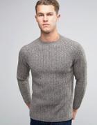 New Look Crew Neck Ribbed Knit Sweater In Gray - Gray