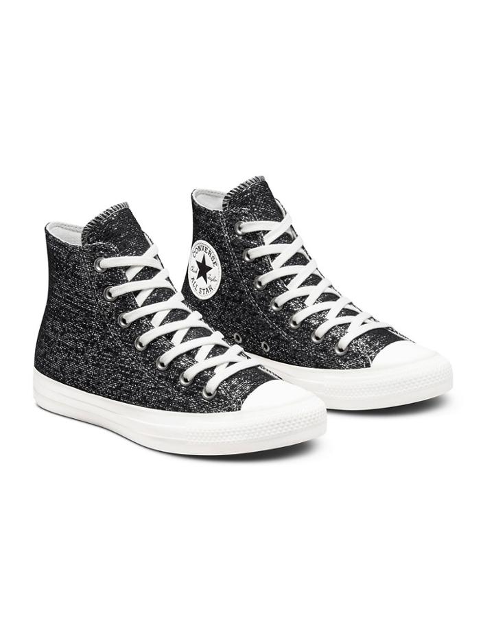 Converse Chuck Taylor All Star Hi Golden Repair Knit Sneakers In Black