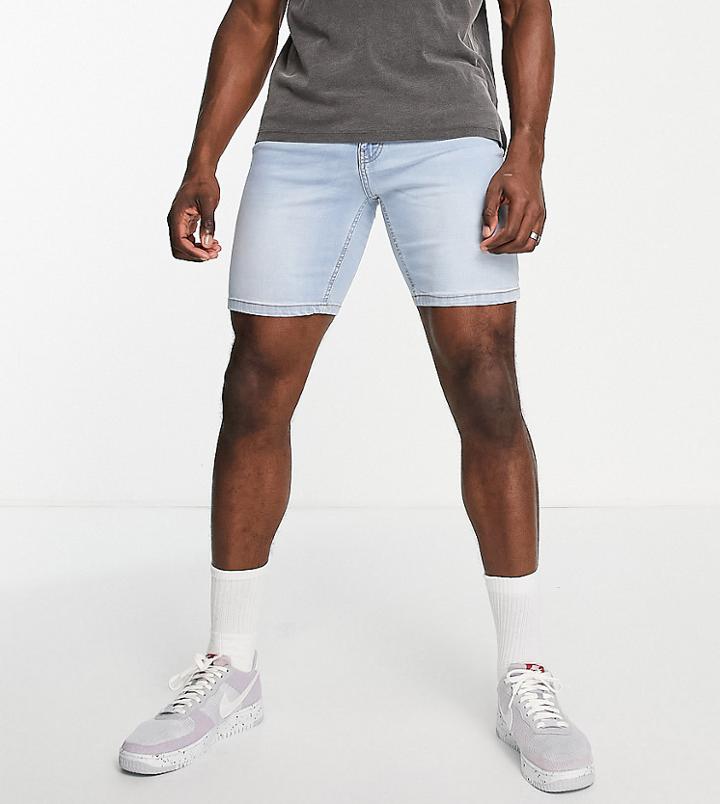 Don't Think Twice Tall Skinny Fit Denim Shorts In Light Blue-blues