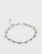 Asos Design Pack Of 2 Anklets In Linked Hardware Chain Design In Silver Tone - Silver