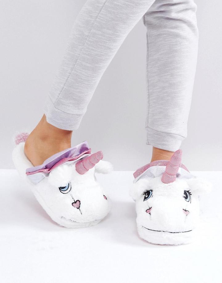 Asos Nevada Moon Unicorn Slippers - White