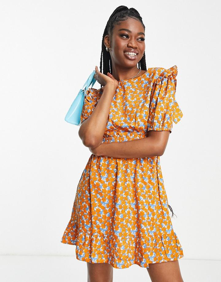 Influence Peter Pan Collar Midi Dress In Purple Gingham-multi