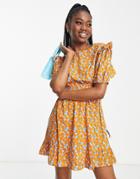 Influence Peter Pan Collar Midi Dress In Purple Gingham-multi