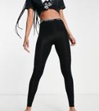 Topshop Tall Branded Waistband Legging In Black