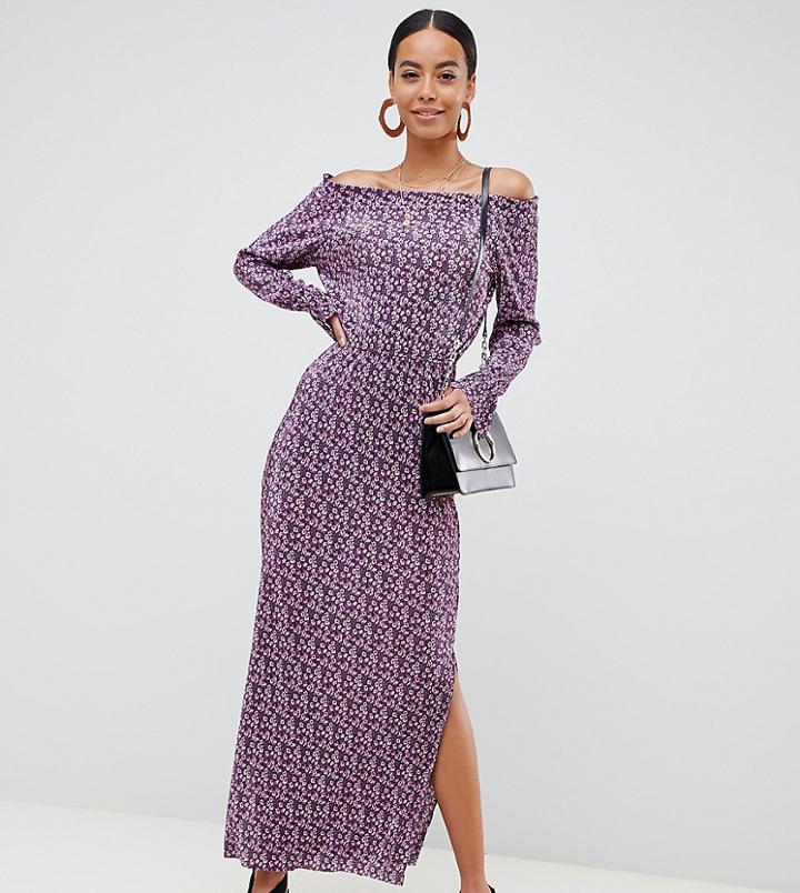 Asos Design Tall Ditsy Print Plisse Maxi Dress - Multi