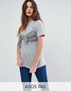 Asos Tall T-shirt With Gingham Print Bandeau - Gray