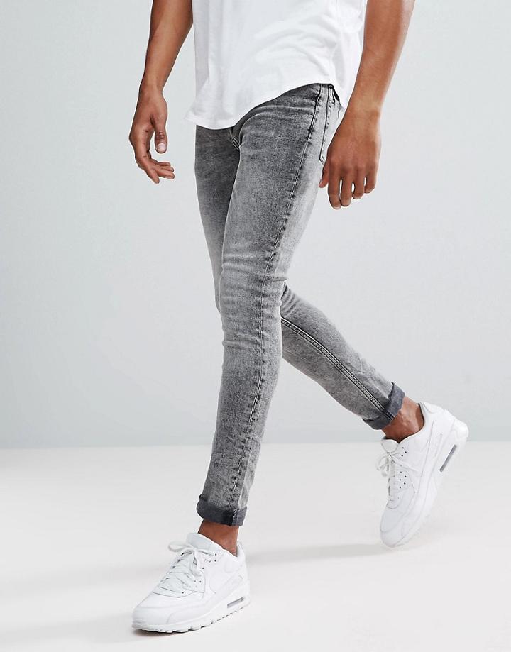 New Look Super Skinny Jeans In Black Acid Wash - Black