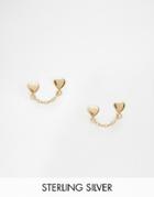 Asos Sterling Silver Connecting Heart Stud Earrings - Gold Plated