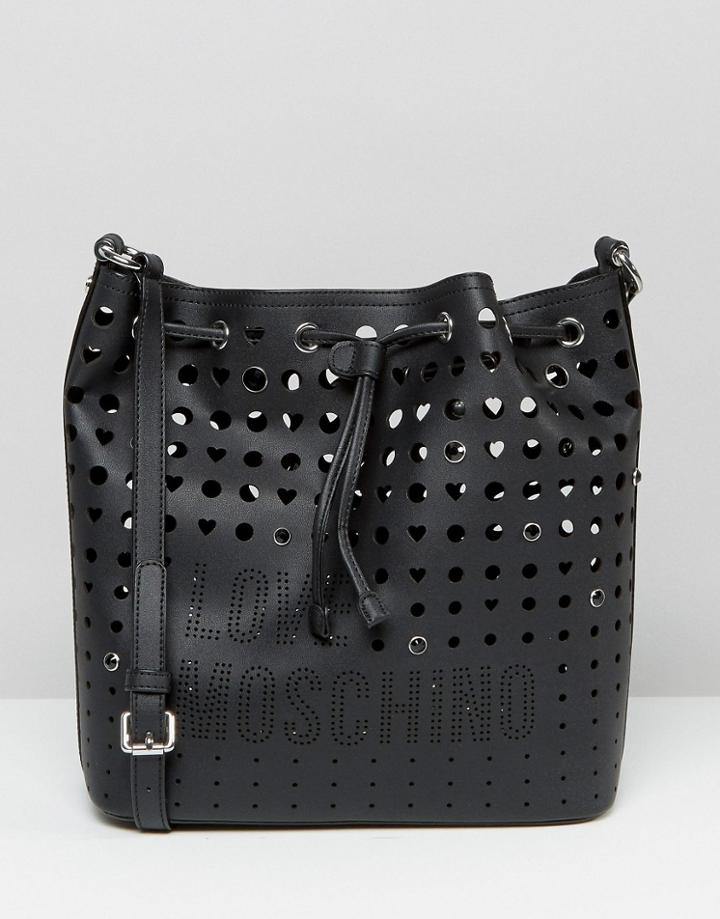 Love Moschino Perforated Bucket Bag - Black