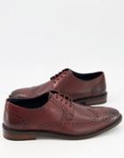 Moss London Brogue Derby Shoe In Burgundy-red