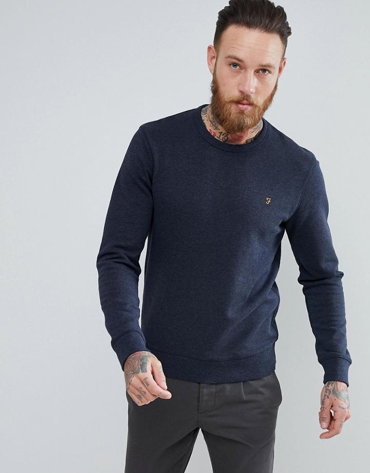 Farah Tim Slim Fit Crew Neck Sweat In Navy - Navy