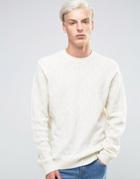Asos Lambswool Rich Cable Sweater - White