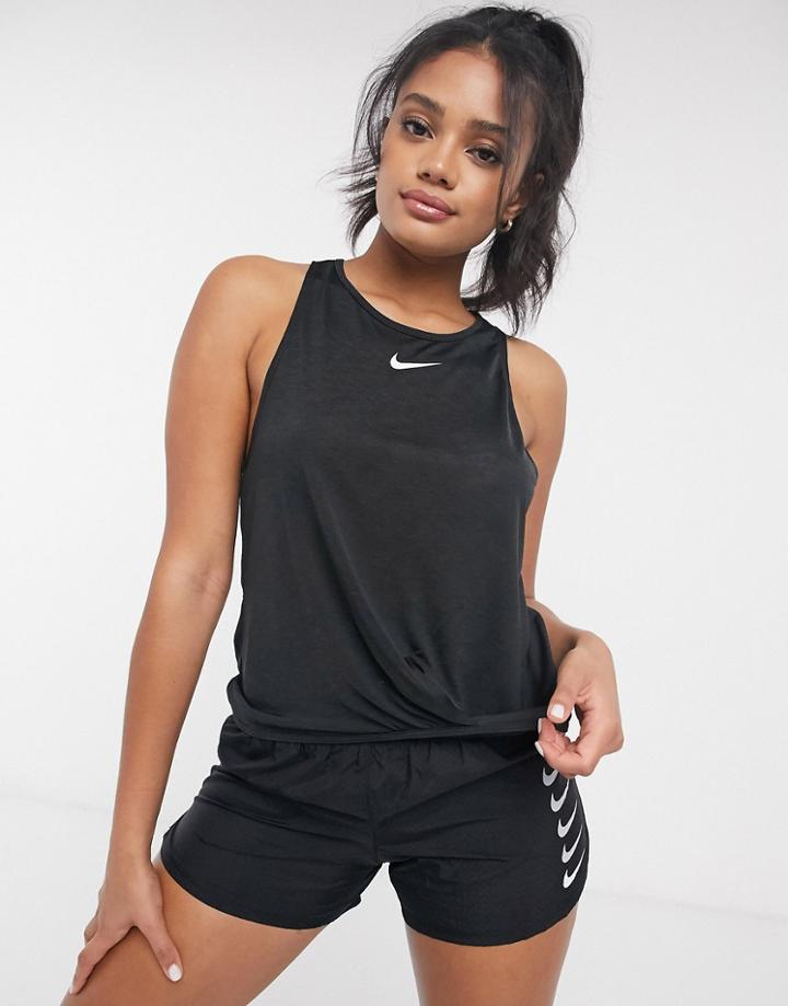 Nike Running Icon Clash Twisted Tank In Blacks