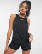 Nike Running Icon Clash Twisted Tank In Blacks