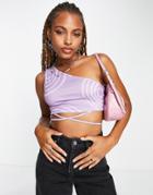 Bolongaro Trevor One Shoulder Waist Tie Cami In Lilac - Part Of A Set-purple