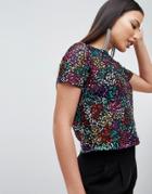 Asos Design T-shirt With Sequin Embellishment - Multi