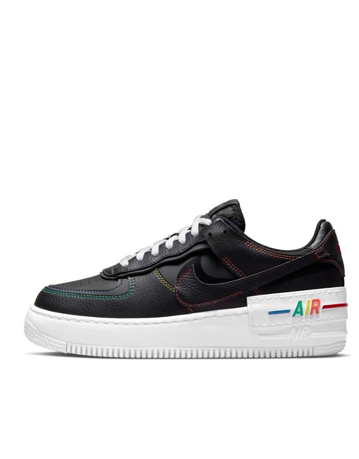 Nike Air Force 1 Shadow Rainbow Ladder Sneakers In Black