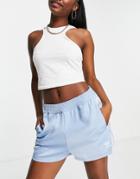 Adidas Originals Adicolor 3-stripes Satin Look Shorts In Blue-blues
