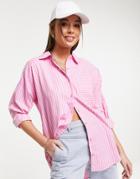 Influence Poplin Shirt In Pink Stripe