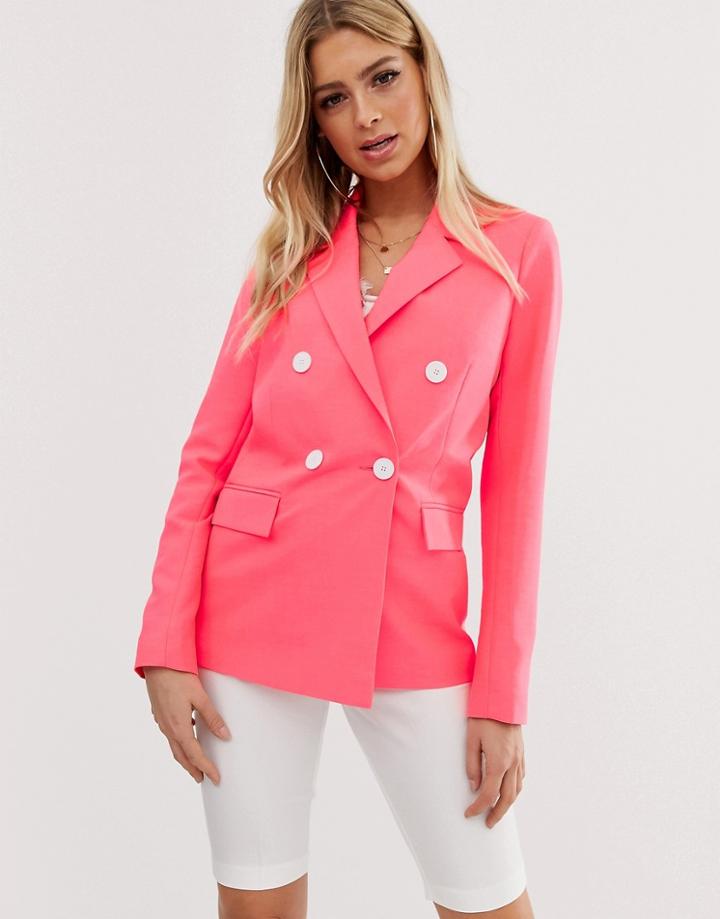 River Island Oversized Blazer In Coral