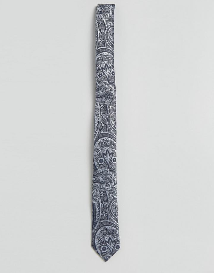 Asos Paisley Tie In Navy - Navy