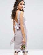 Tfnc Wedding Wrap Midi Dress With Bow Back - Gray