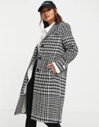 Gianni Feraud Double Breasted Check Coat In Black And White-multi