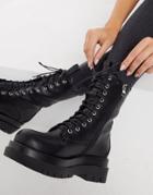 Raid Dahlia Flat Lace-up Boots In Black