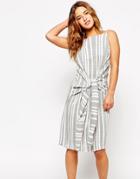 Asos Petite Knot Front Stripe Midi Dress - Multi