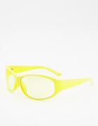 Asos Design 90s Wrap Sunglasses With Yellow Lens In Yellow