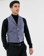 Asos Slim Suit Vest In Blue Flecked Wool Blend