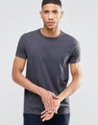 Asos Premium Cotton Slub T-shirt With Curved Hem In Washed Black - Washed Black