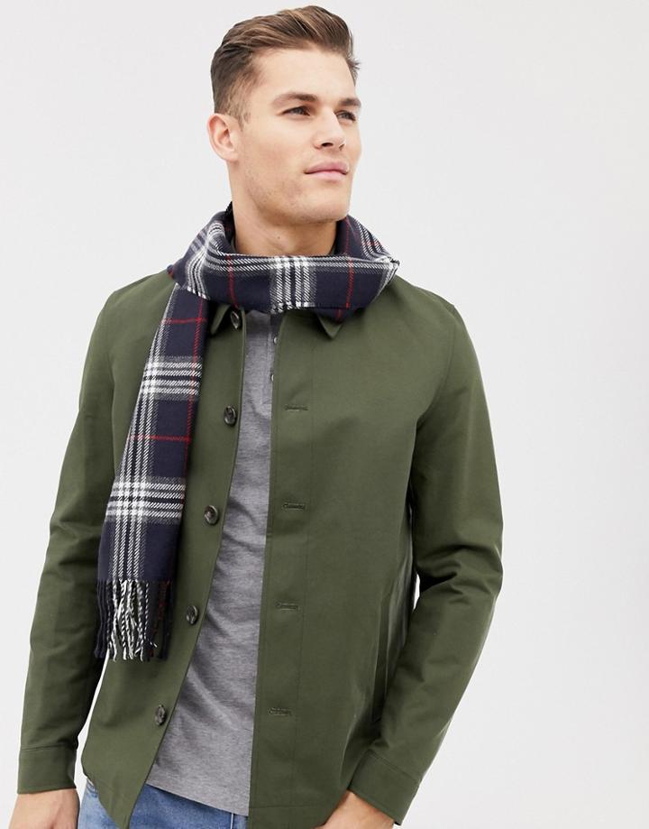 Burton Menswear Check Scarf In Navy - Navy