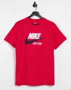 Nike Nyc Swoosh Logo T-shirt In Red