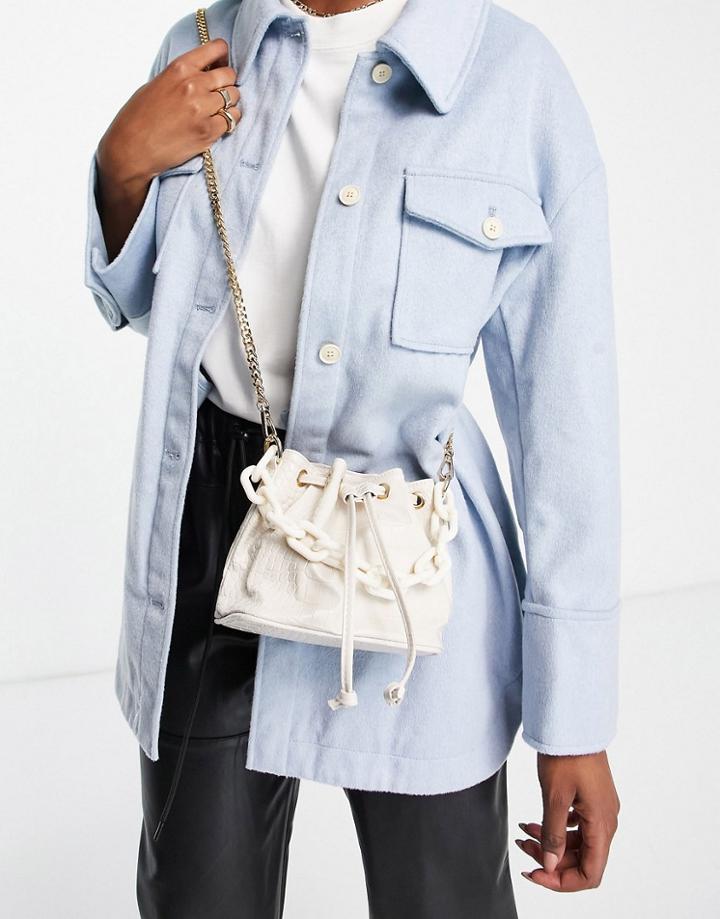 Truffle Collection Large Link Bucket Bag In Cream-white