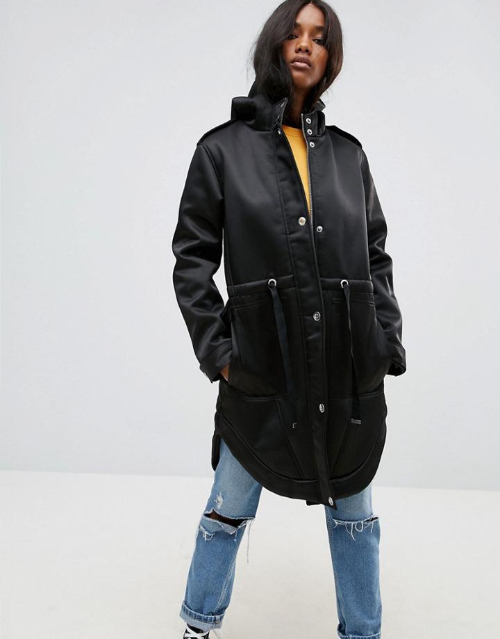 Asos Bonded Parka With Fleece Lining - Black