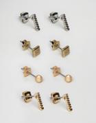 Icon Brand Gold & Silver Stud Earrings In 4 Pack - Multi