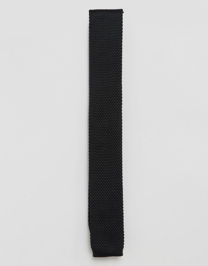 Penguin Formal Black Knitted Tie - Black