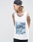 Asos Relaxed Tank With Ocean Print - Off White