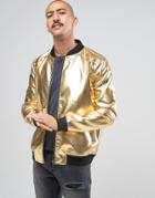 Liquor & Poker Gold Bomber Jacket - Gold