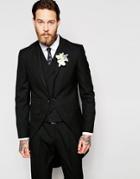 Asos Wedding Skinny Morning Suit Jacket With Tails In Black - Black