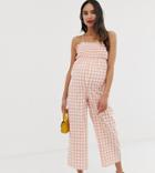 Glamorous Bloom Cami Jumpsuit With Shirring In Gingham-pink