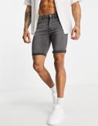 Only & Sons Slim Fit Denim Shorts In Gray