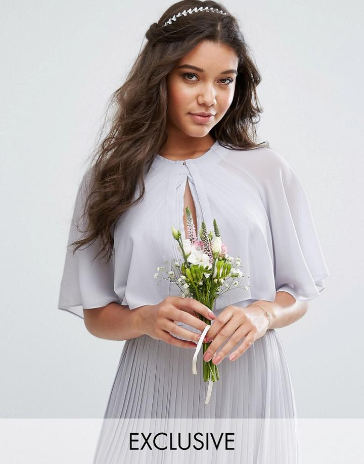 Tfnc Wedding Chiffon Cape Cover Up - Blue
